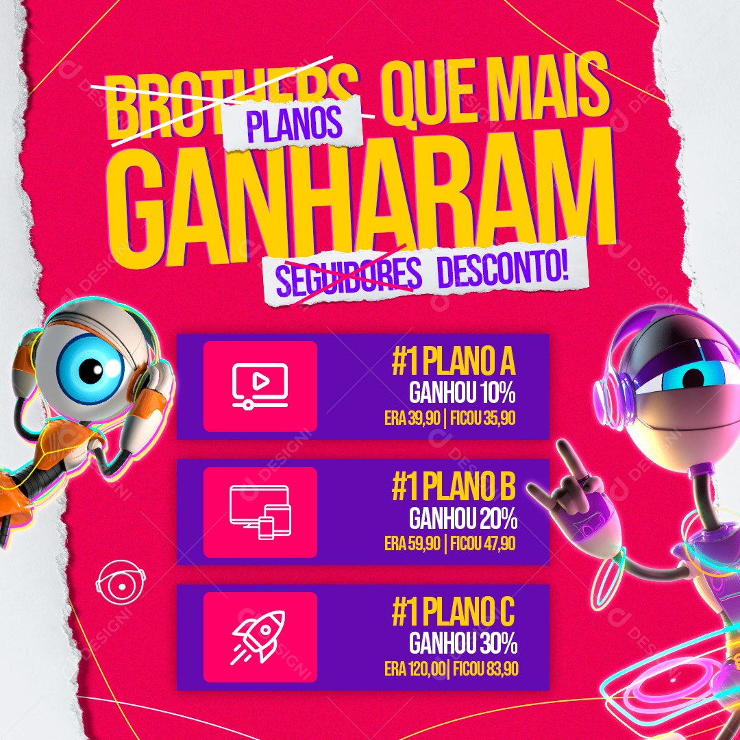 Planos Que Mais Ganharam Desconto Social Media PSD Editável