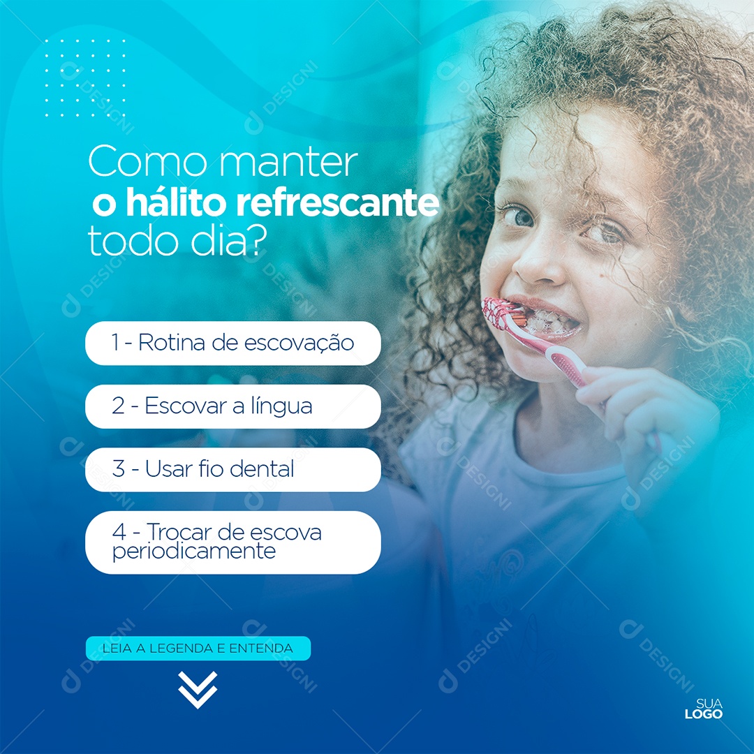 Post Odontologia Como Manter o Hálito Refrescante Social Media PSD Editável