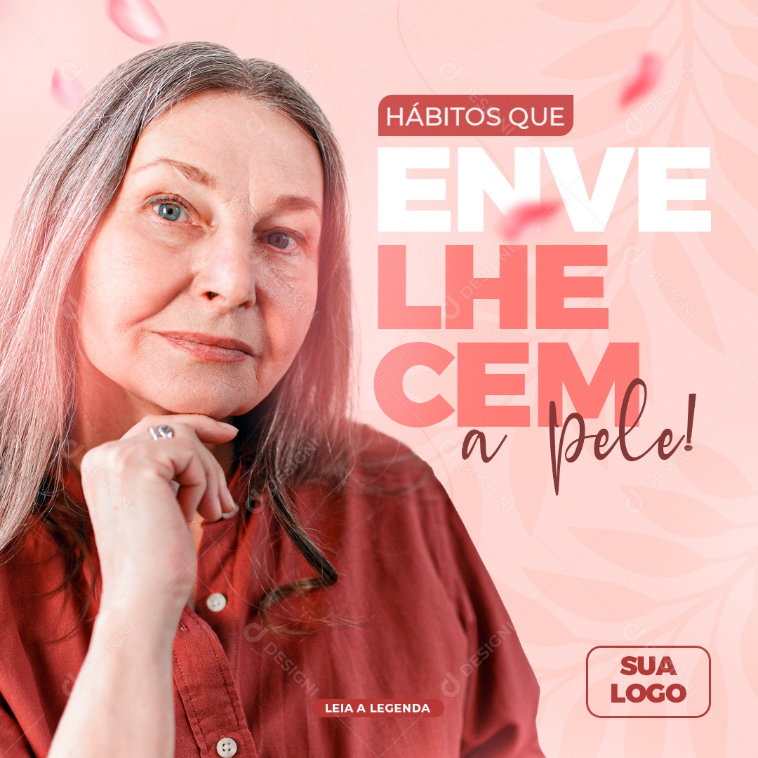 Post Estética Hábitos que Envelhecem a Pele Social Media PSD Editável