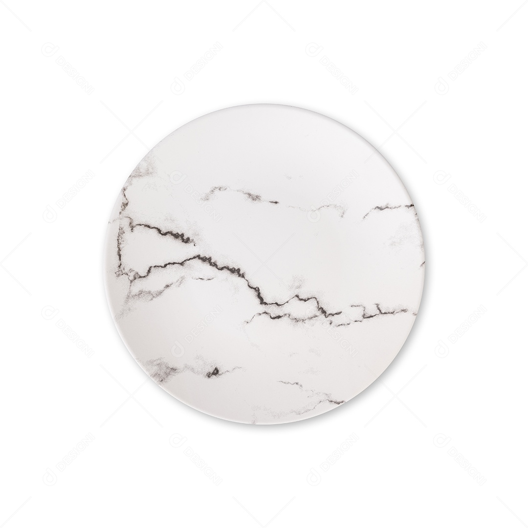 Placa cerâmica decorada estilo mármore branco isolada sobre o branco