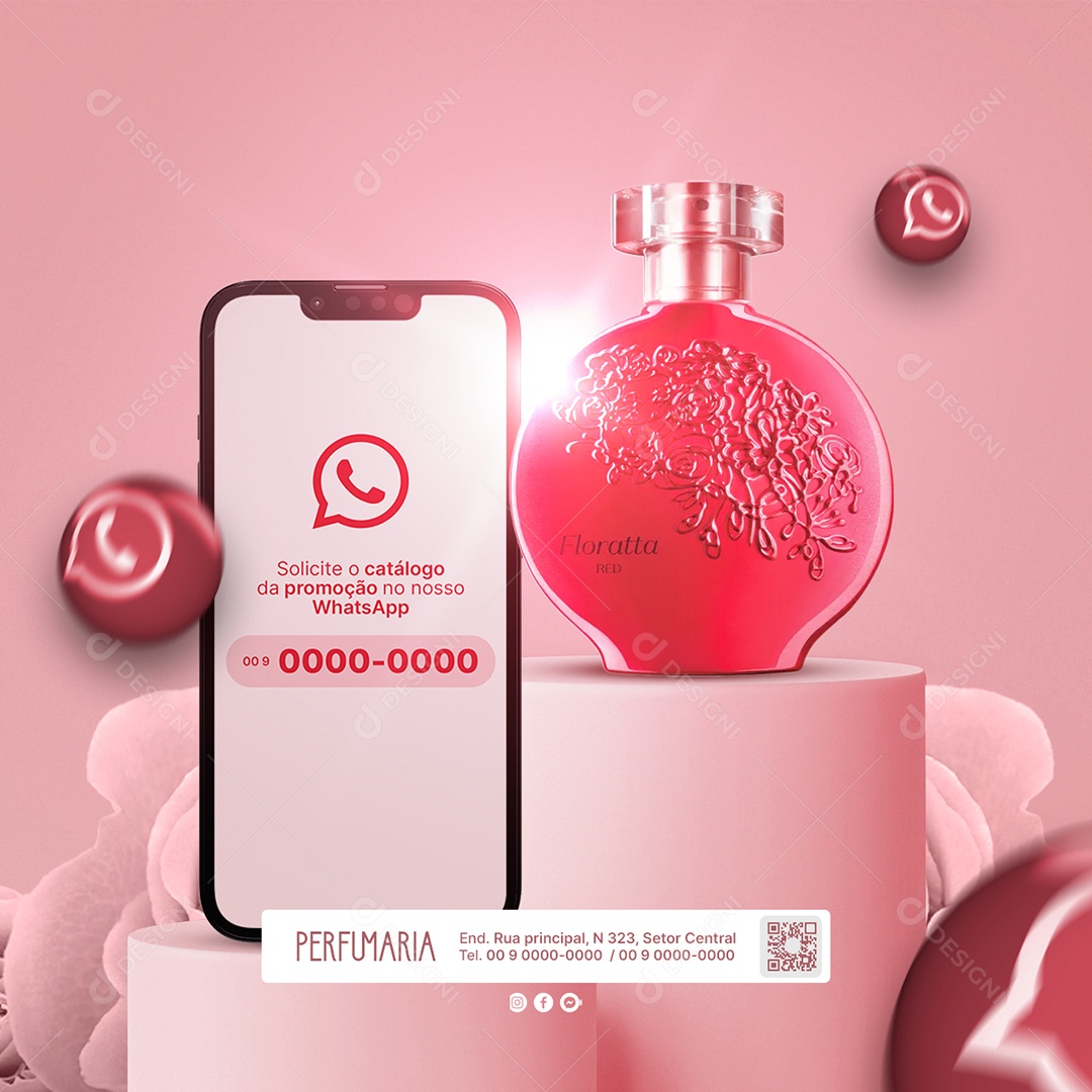 Campanha Publicitária Dia Da Mulher Perfumaria Solicite o Catálogo Social Media PSD Editável