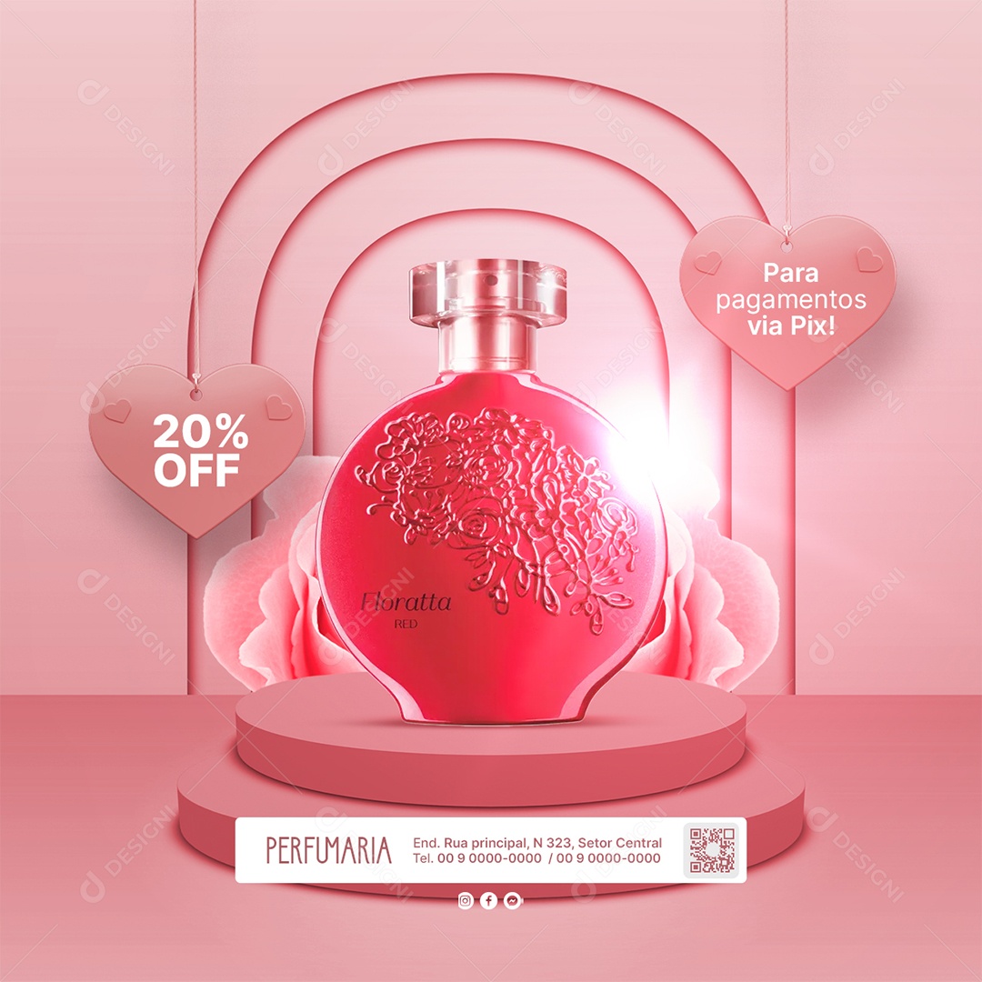 Campanha Publicitária Dia Da Mulher Perfumaria 20% Off Social Media PSD Editável
