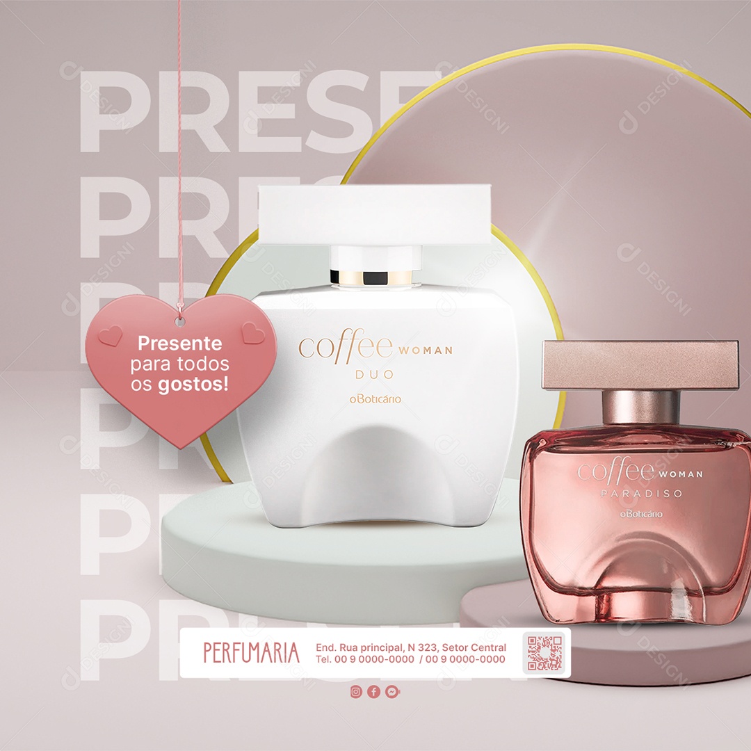 Campanha Publicitária Dia Da Mulher Perfumaria Presente para Todos os Gostos Social Media PSD Editável