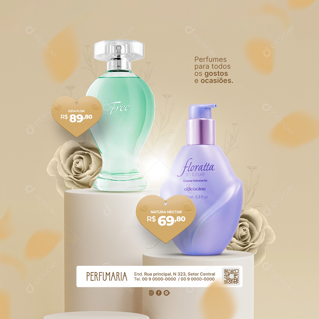 Campanha Publicitária Dia Da Mulher Perfumaria Perfumes para Todos os Gostos Social Media PSD Editável