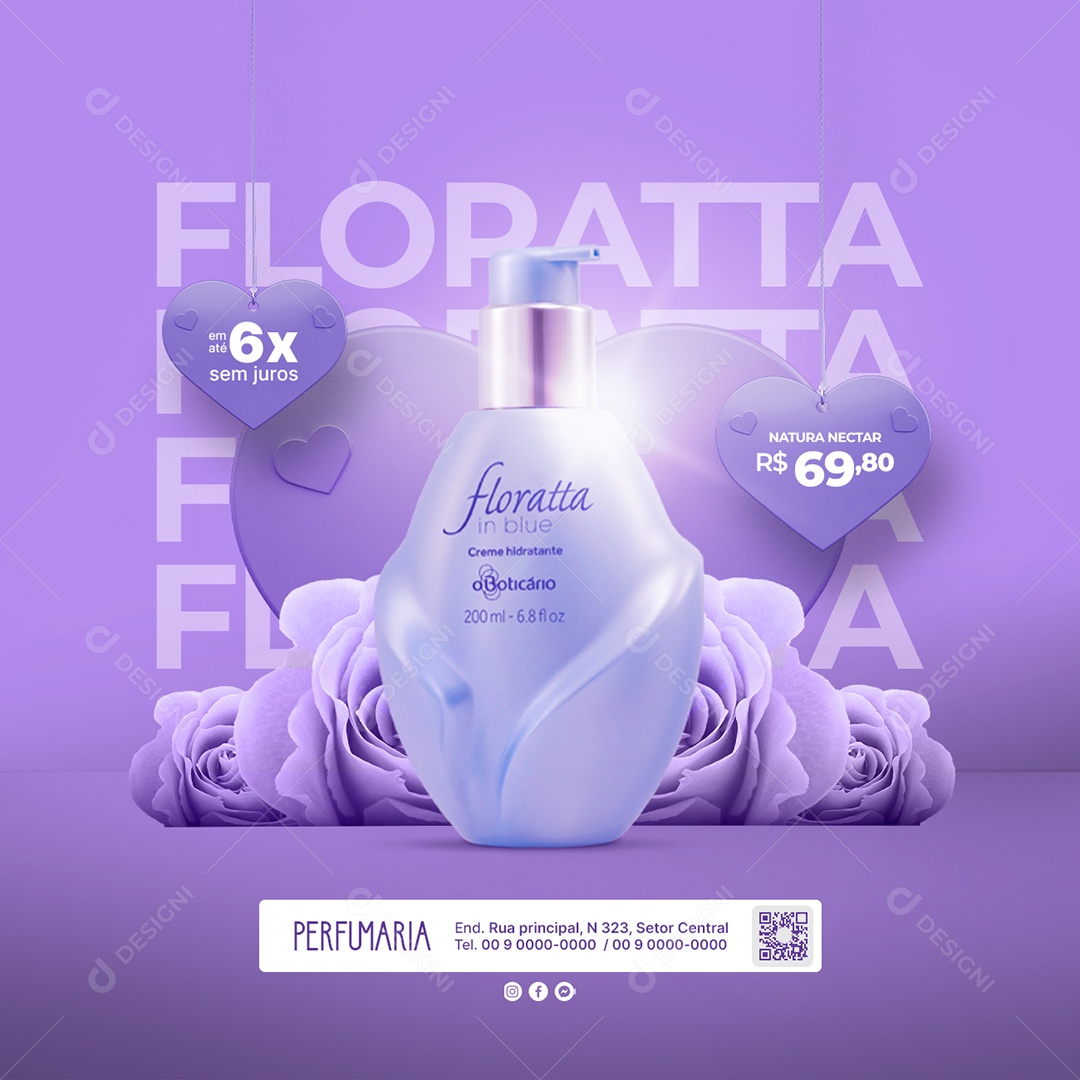 Campanha Publicitária Dia Da Mulher Floratta Natura Necta Perfumaria Social Media PSD Editável
