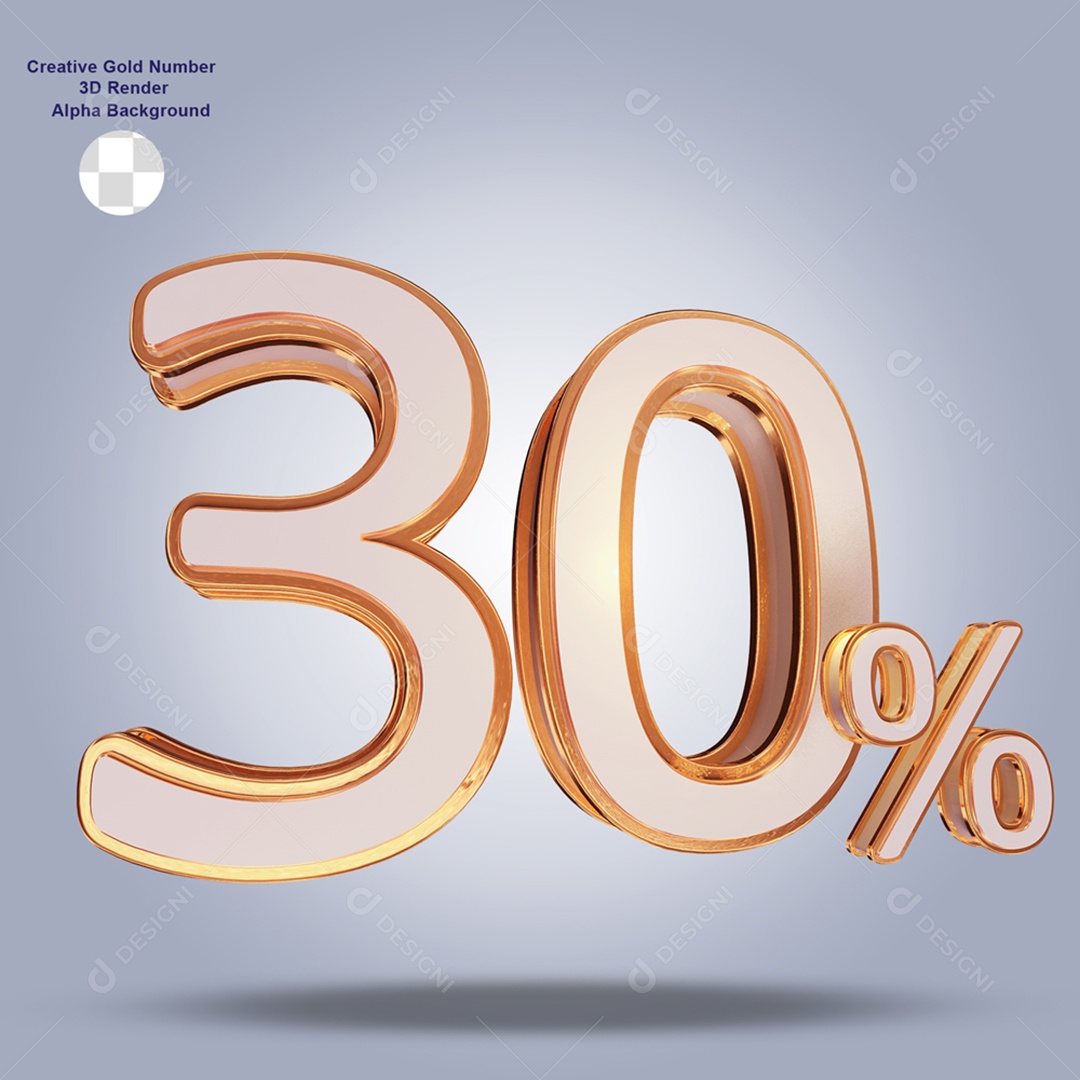 Número 30% Por Cento 3D Para Composição PSD
