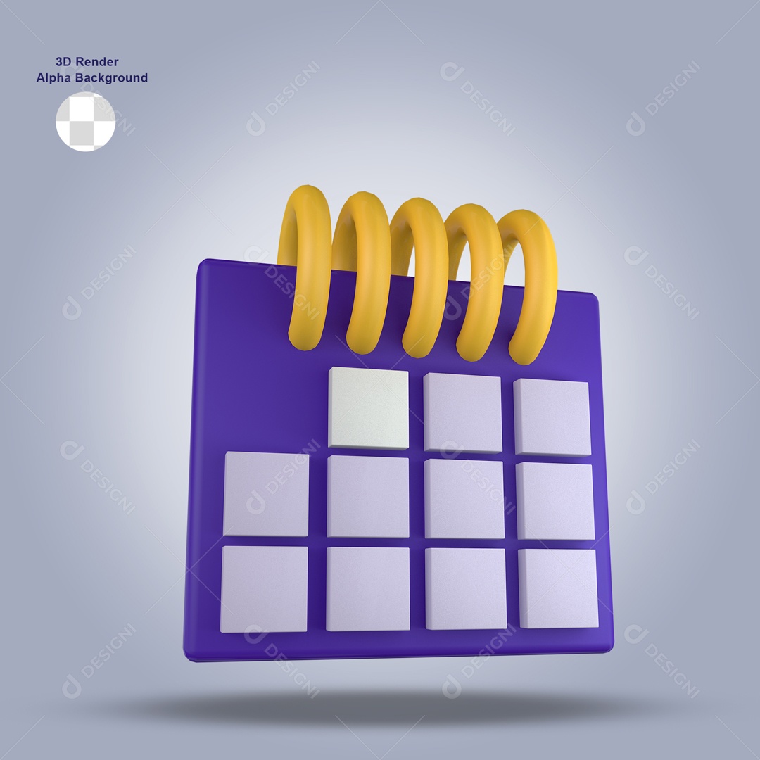 Elemento 3D Para Composição Calendário Roxo e Branco PSD