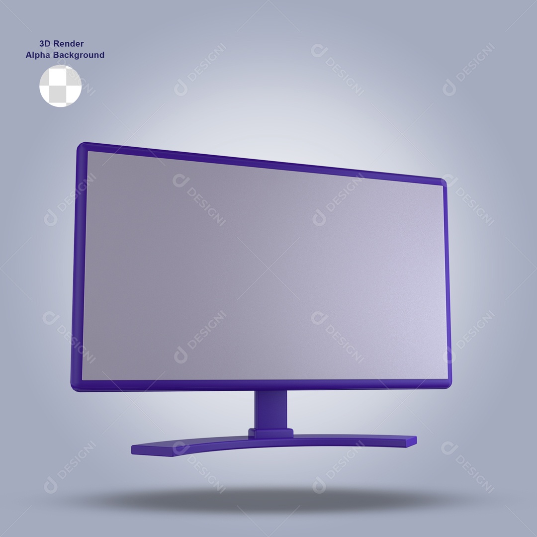 Elemento 3D Para Composição Monitor Roxo PSD