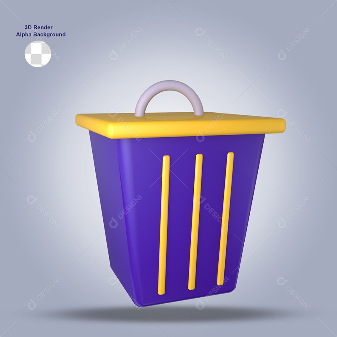 Ilustração de Lixeira 3D Para Composição PSD