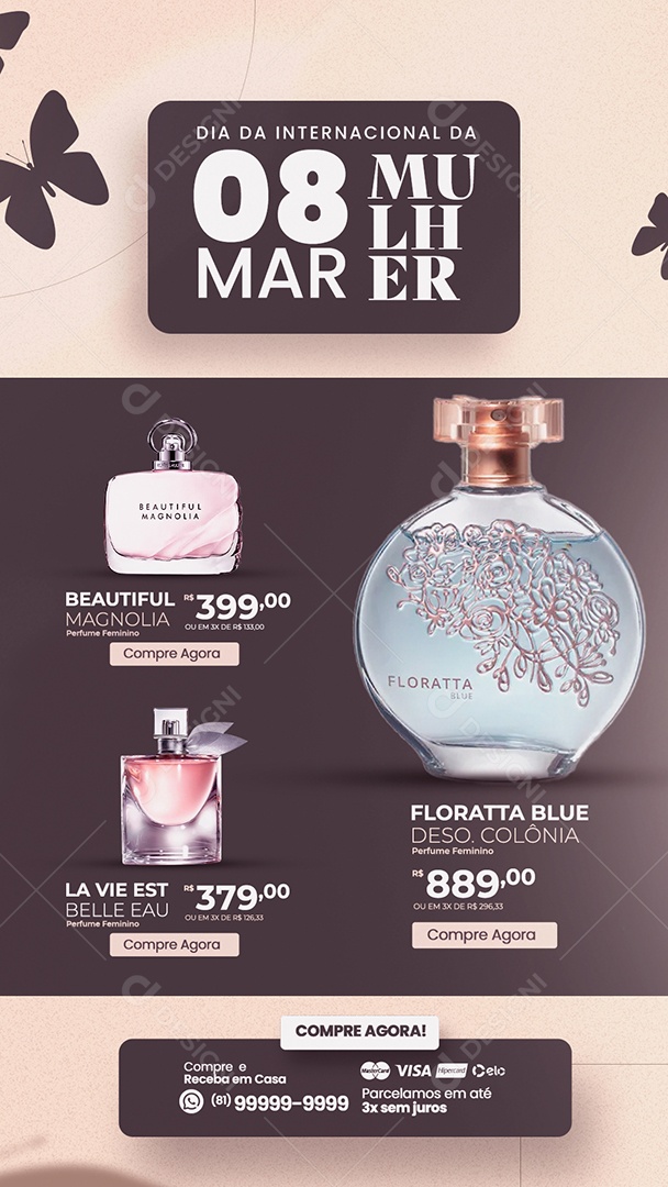 Story Encarte Perfumaria Floratta Blue Dia Internacional Da Mulher Social Media PSD Editável
