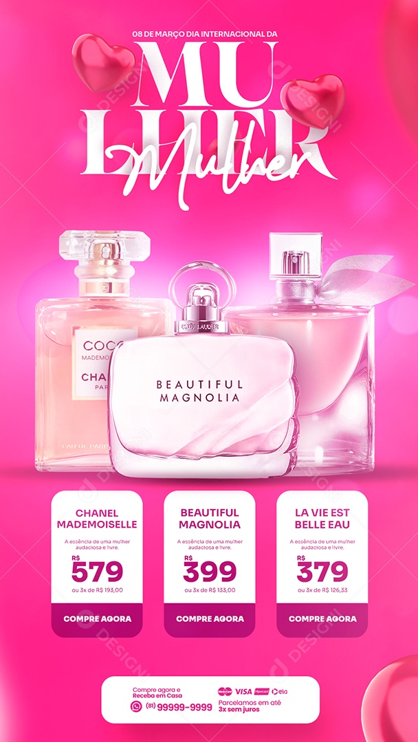 Story Encarte Perfumaria Chanel Mademoiselle Dia Internacional Da Mulher Social Media PSD Editável