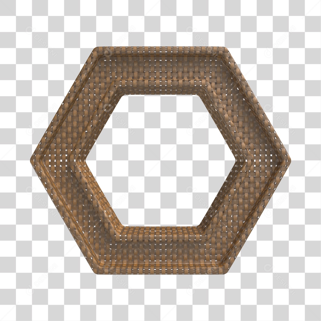 Elemento 3D de Madeira Octógono para Composição PNG Transparente