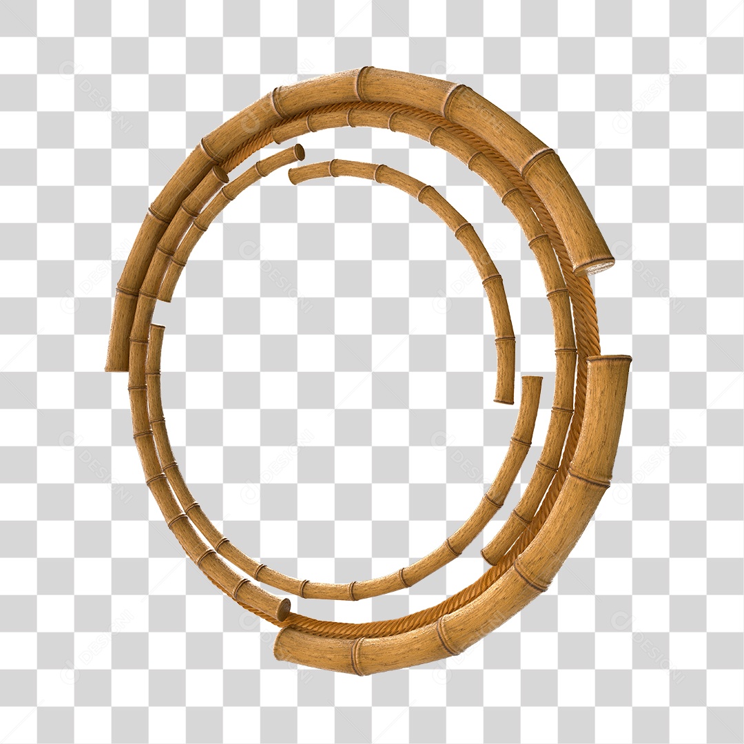 Círculo de Bambu Elemento 3D para Composição PNG Transparente