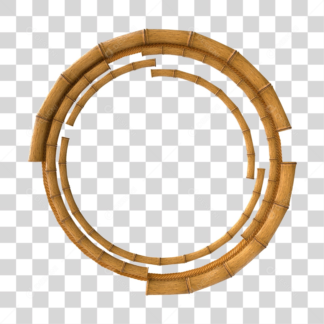 Círculo de Bambu Elemento 3D para Composição PNG Transparente