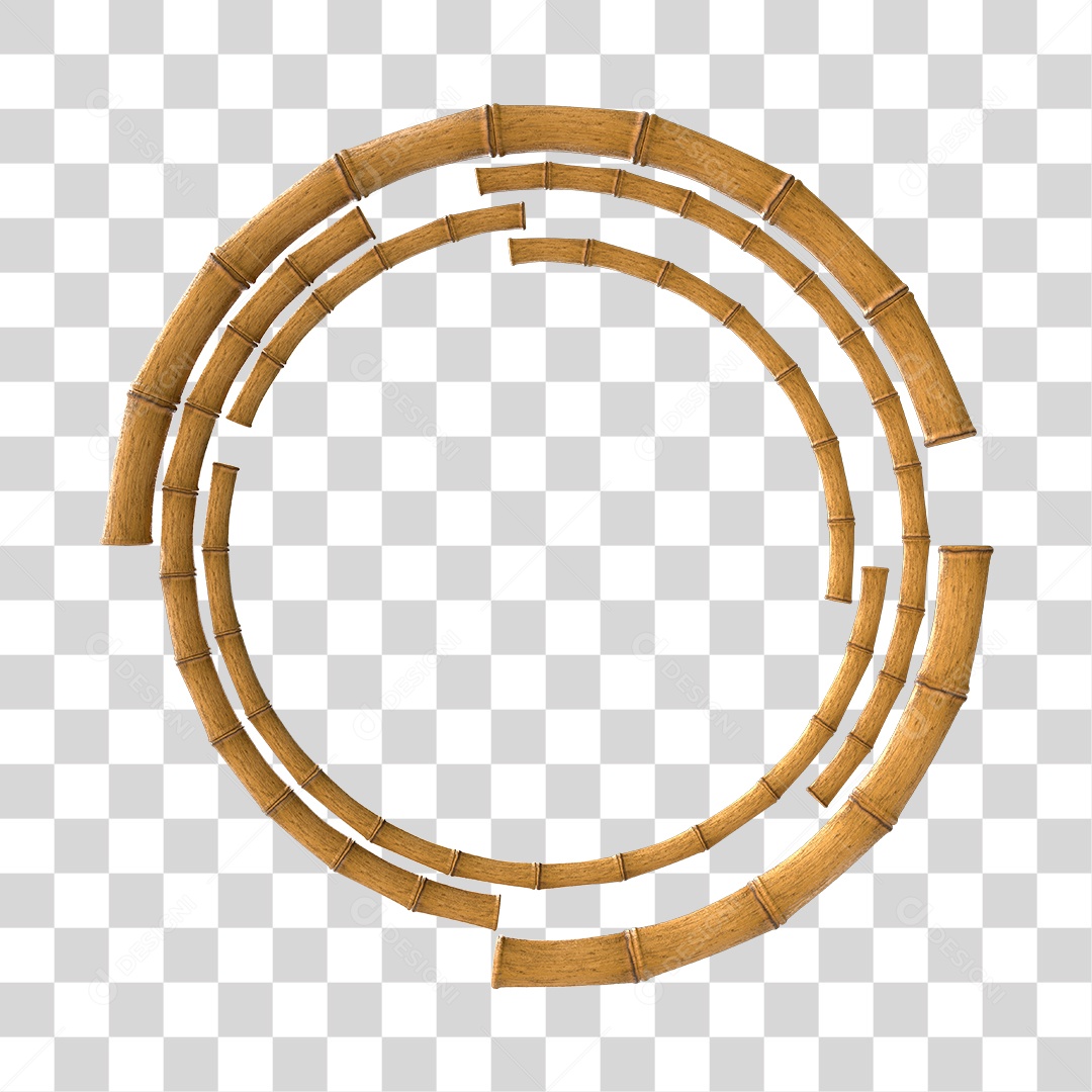 Círculo de Bambu Elemento 3D para Composição PNG Transparente