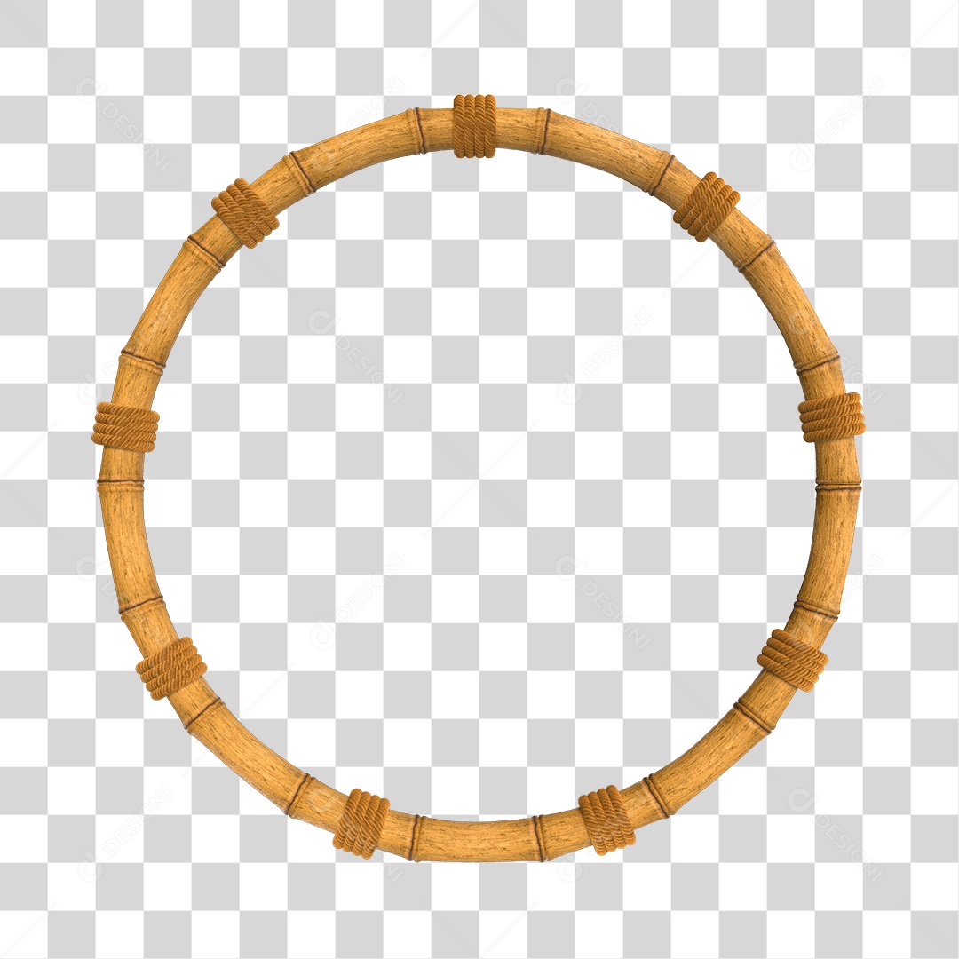 Círculo de Bambu Elemento 3D para Composição PNG Transparente