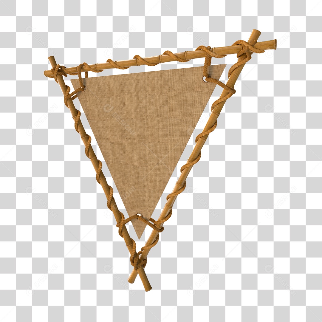 Moldura de Bambu Elemento 3D para Composição PNG Transparente