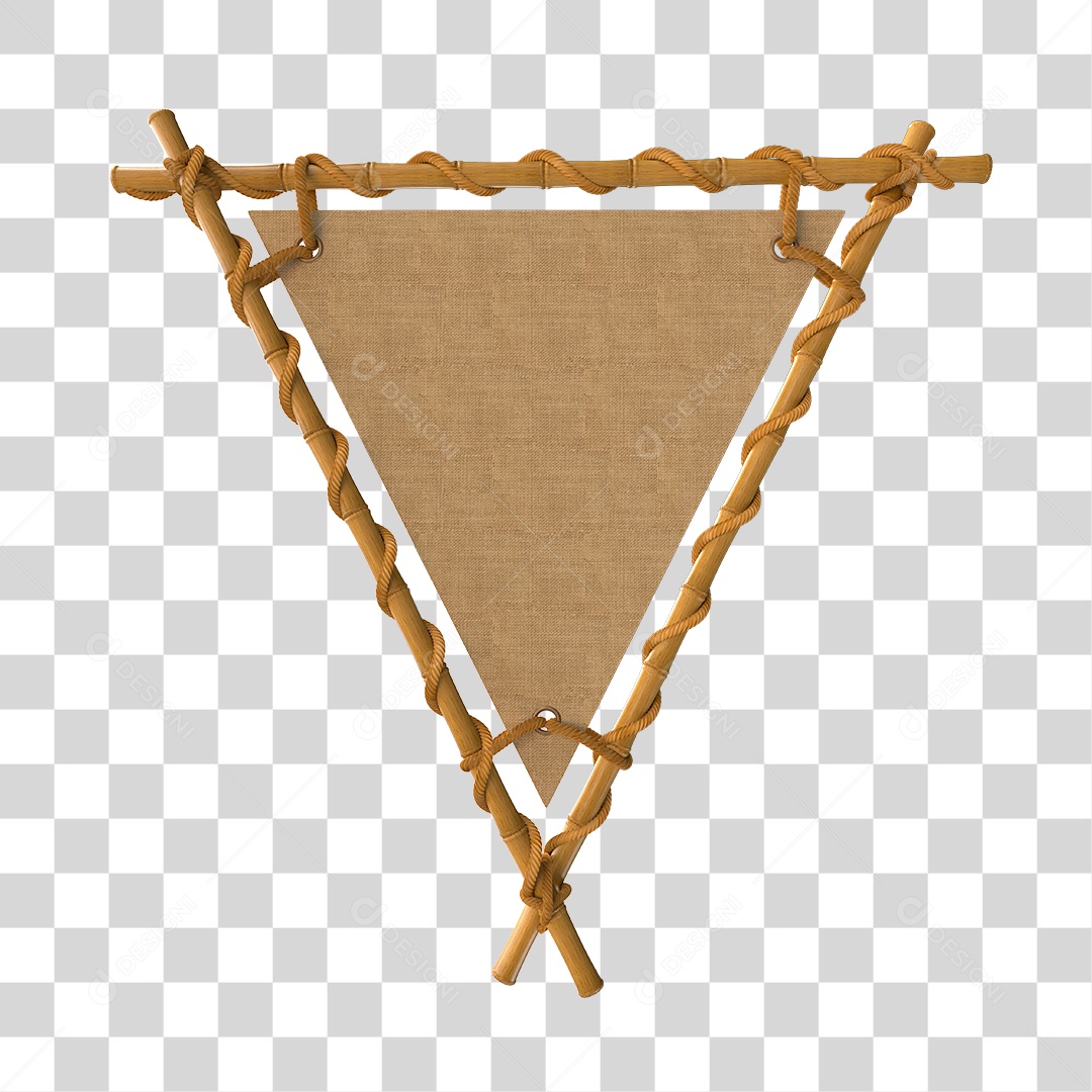 Moldura de Bambu Elemento 3D para Composição PNG Transparente