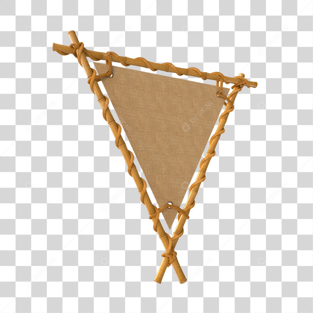 Moldura de Bambu Elemento 3D para Composição PNG Transparente