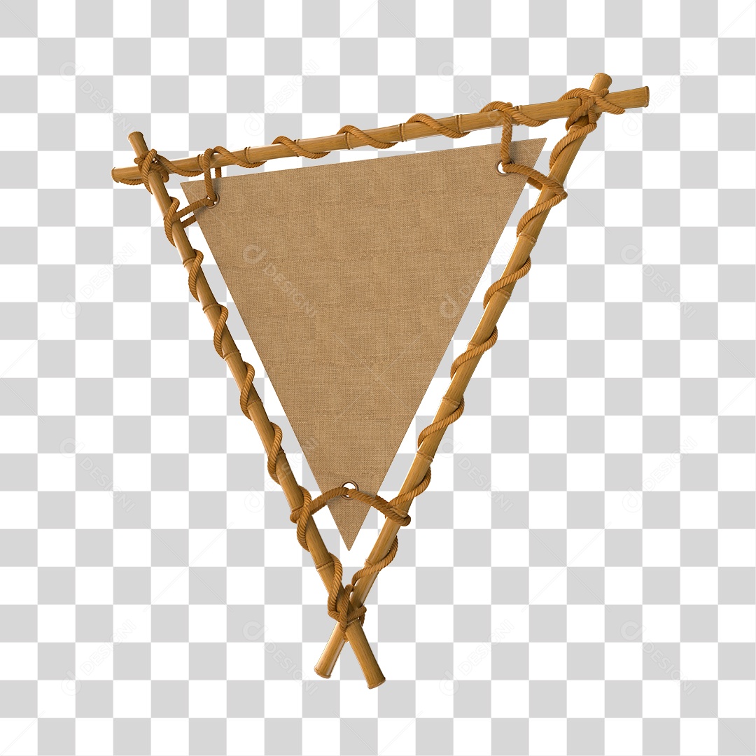 Moldura de Bambu Elemento 3D para Composição PNG Transparente