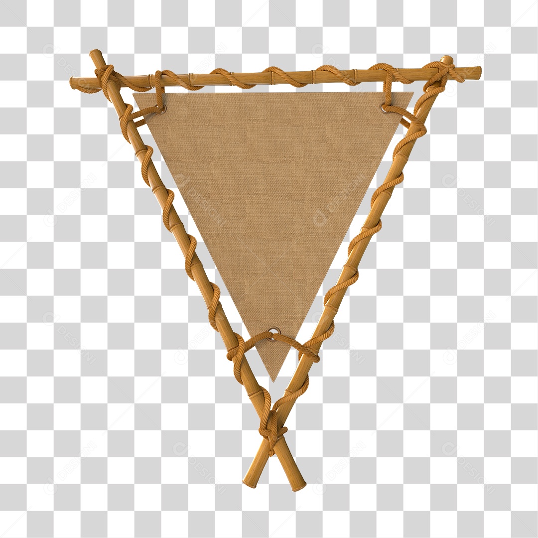 Moldura de Bambu Elemento 3D para Composição PNG Transparente