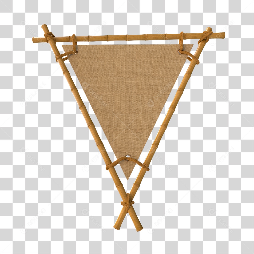 Moldura de Bambu Elemento 3D para Composição PNG Transparente