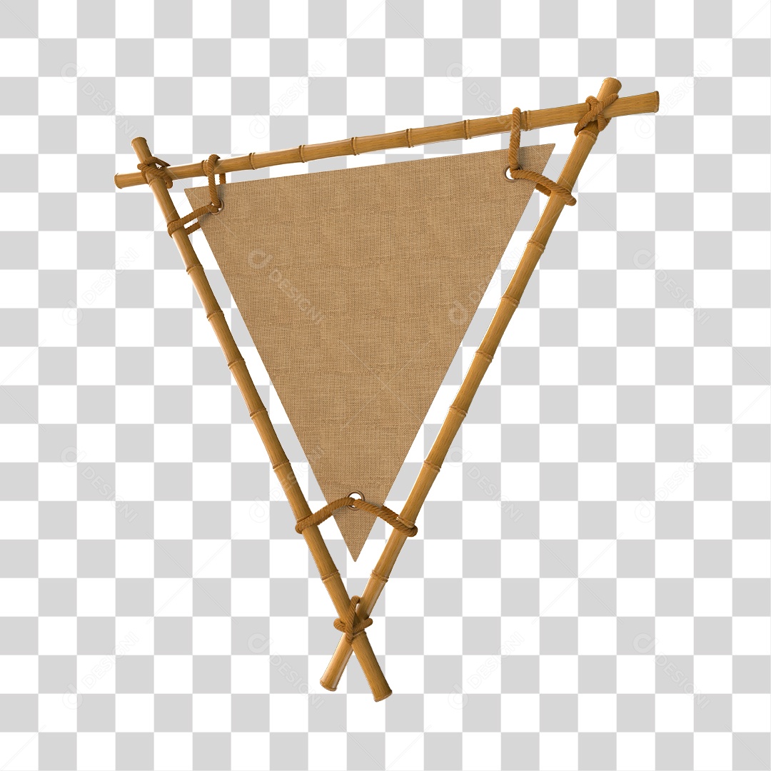 Moldura de Bambu Elemento 3D para Composição PNG Transparente