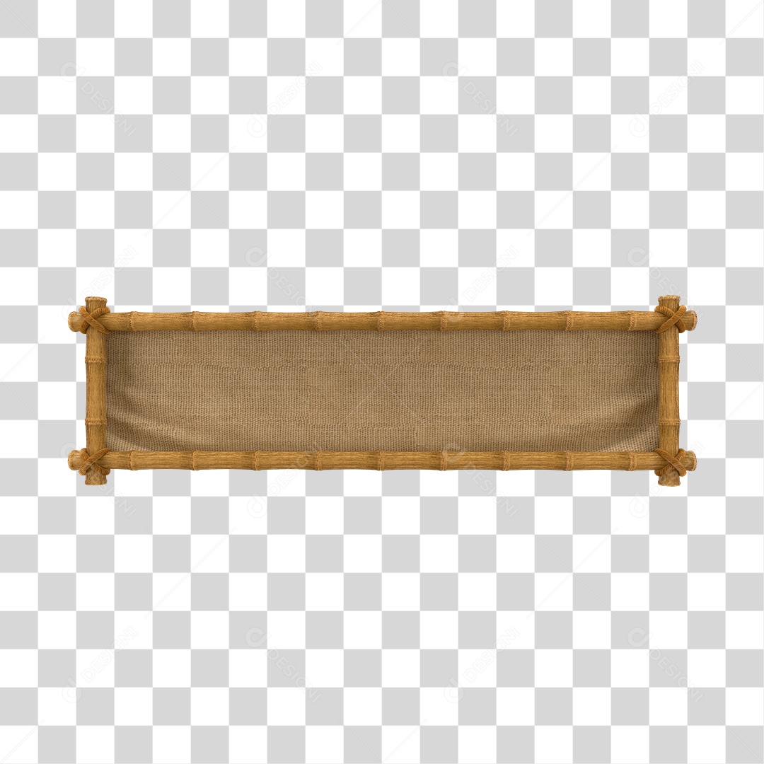 Placa de Bambu Elemento 3D para Composição PNG Transparente