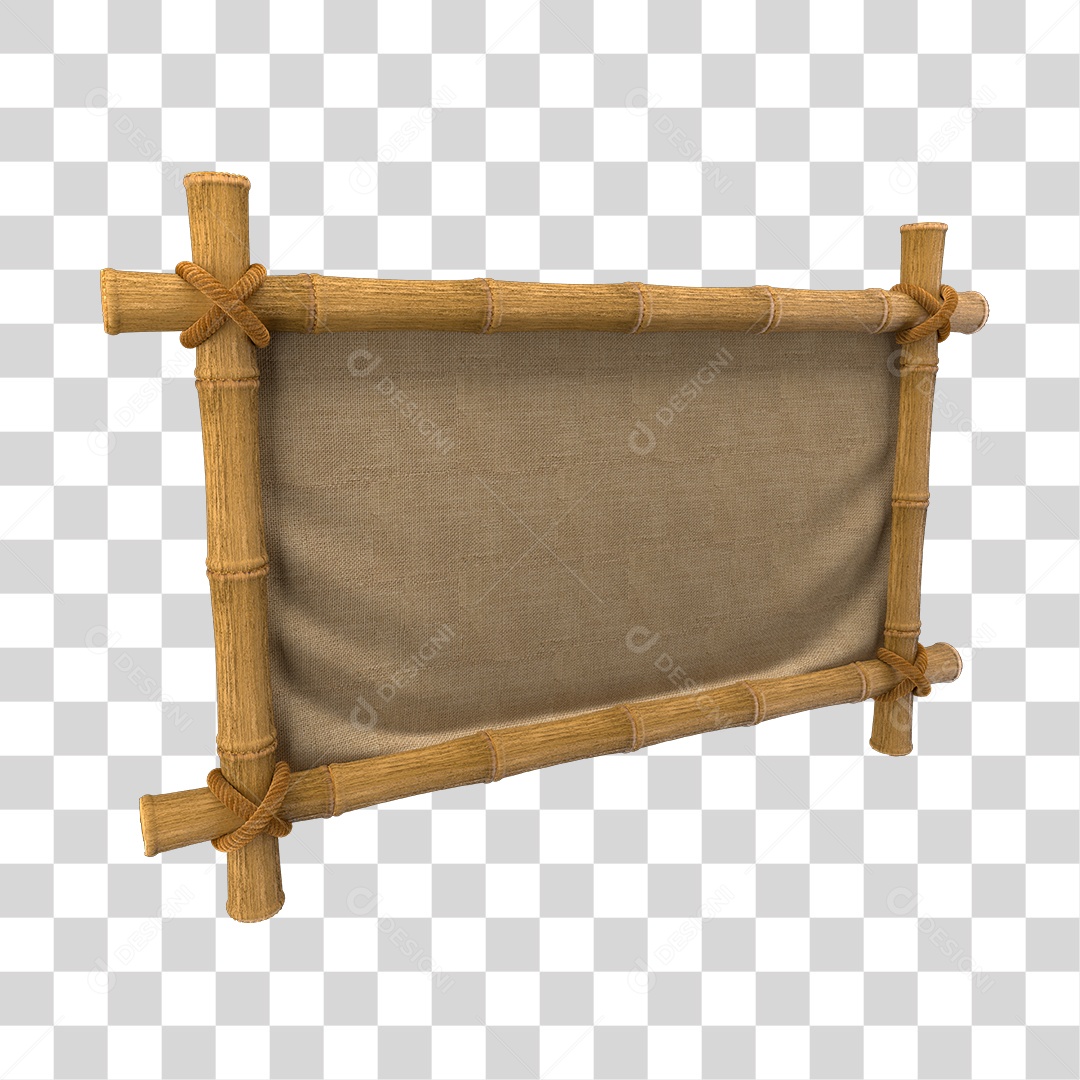Placa de Bambu Elemento 3D para Composição PNG Transparente