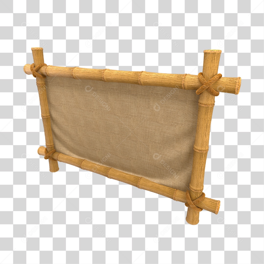 Placa de Bambu Elemento 3D para Composição PNG Transparente