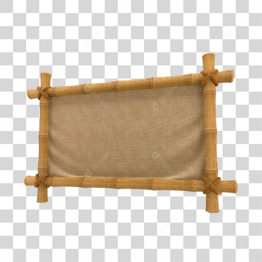 Placa de Bambu Elemento 3D para Composição PNG Transparente