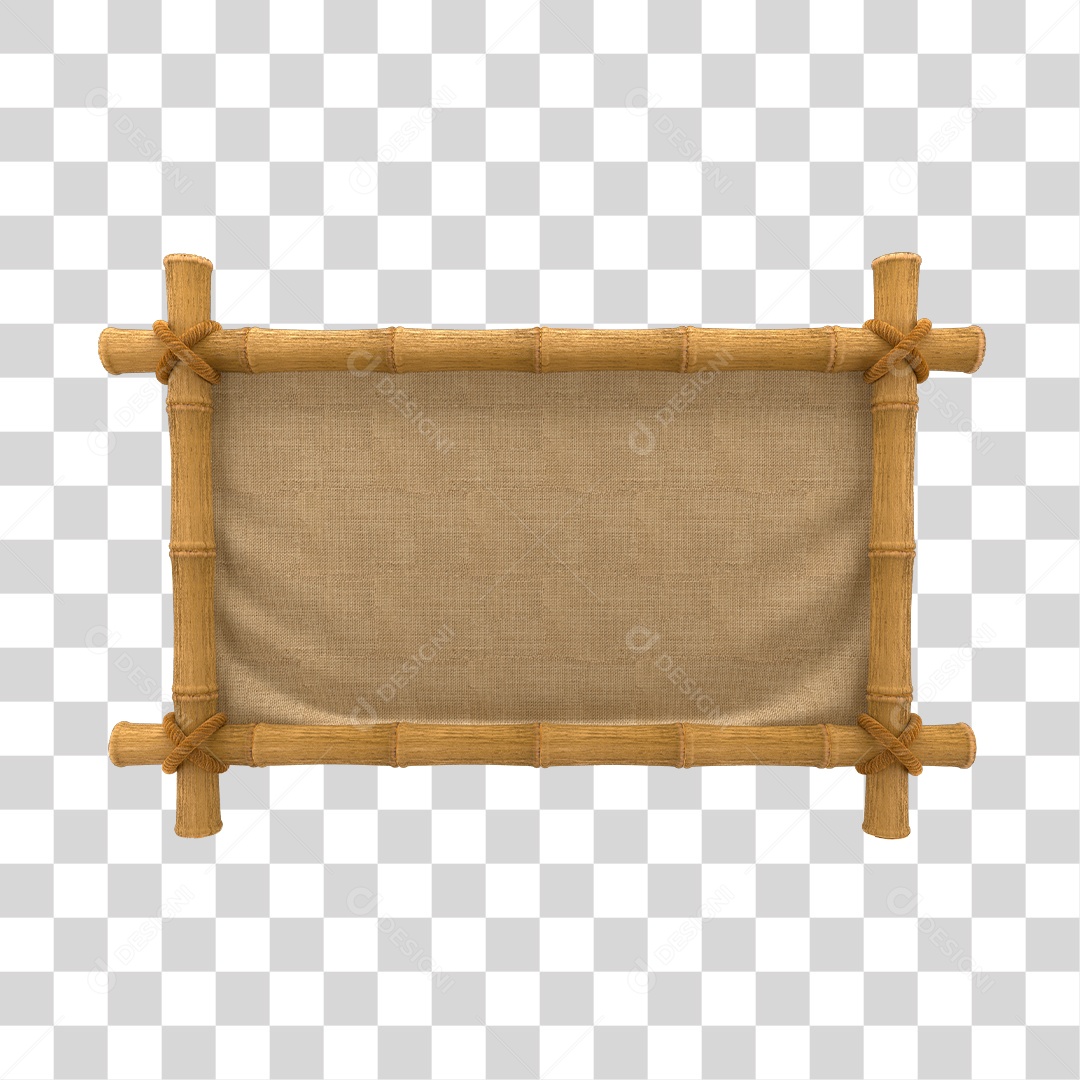 Placa de Bambu Elemento 3D para Composição PNG Transparente