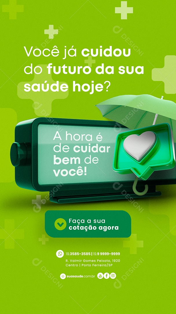 Story Você já Cuidou do Futuro da Sua Saúde Convênio Médico Planos de Saúde Social Media PSD Editável