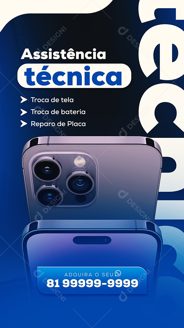Post Stories Apple Assistência Técnica Social Media PSD Editável