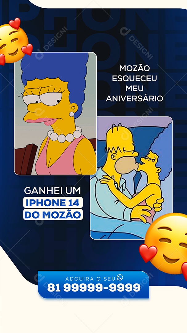 Post Apple Ganhei Um Iphone 14 do Mozão Social Media PSD Editável