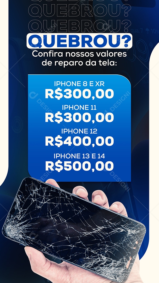 Post Assistência Técnica Quebrou a Tela Social Media PSD Editável