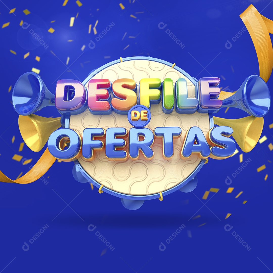 Desfile de Ofertas Selo 3D de Carnaval para Composição PSD