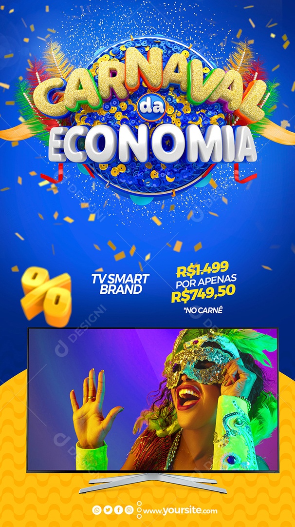 Story Carnaval da Economia Tv Smart Brand Social Media PSD Editável