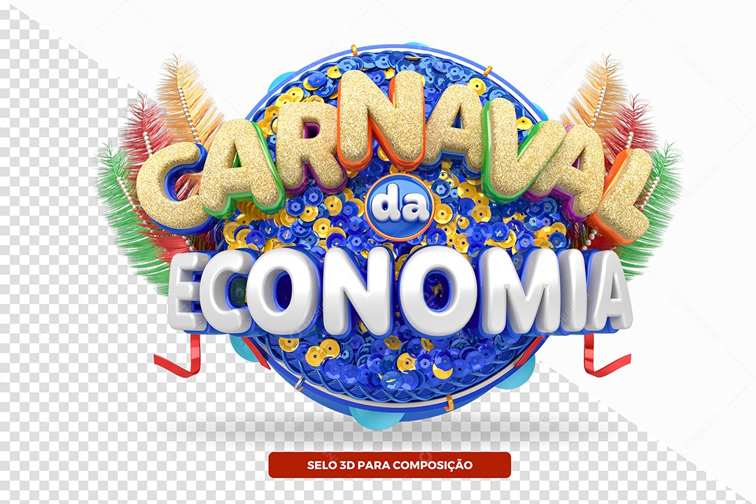 Carnaval da Economia Selo 3D de Carnaval Para Composição PSD