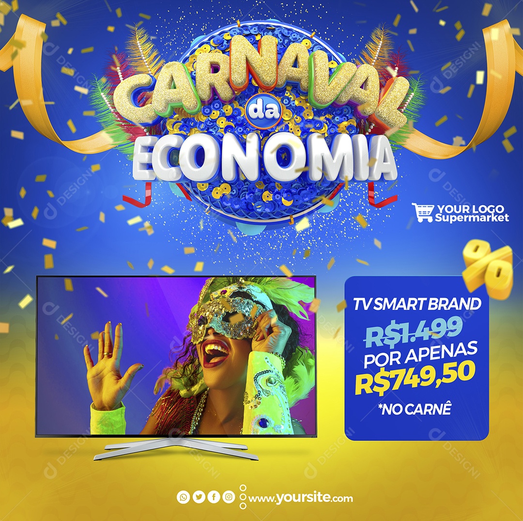 Carnaval da Economia Tv Smart Brand Social Media PSD Editável