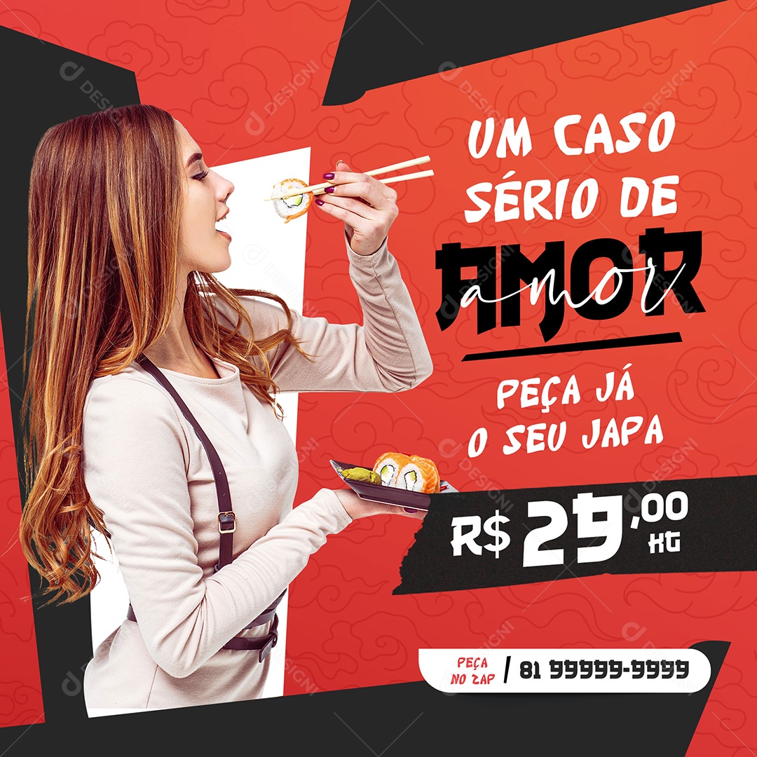 Post Sushi Um Caso Sério de Amor Social Media PSD Editável