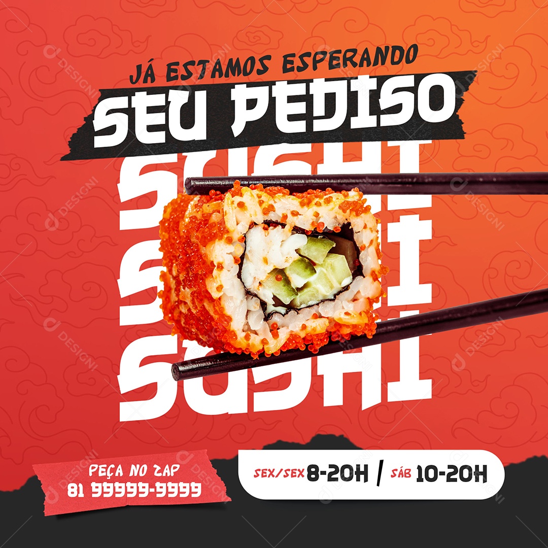 Post Sushi Social Media PSD Editável