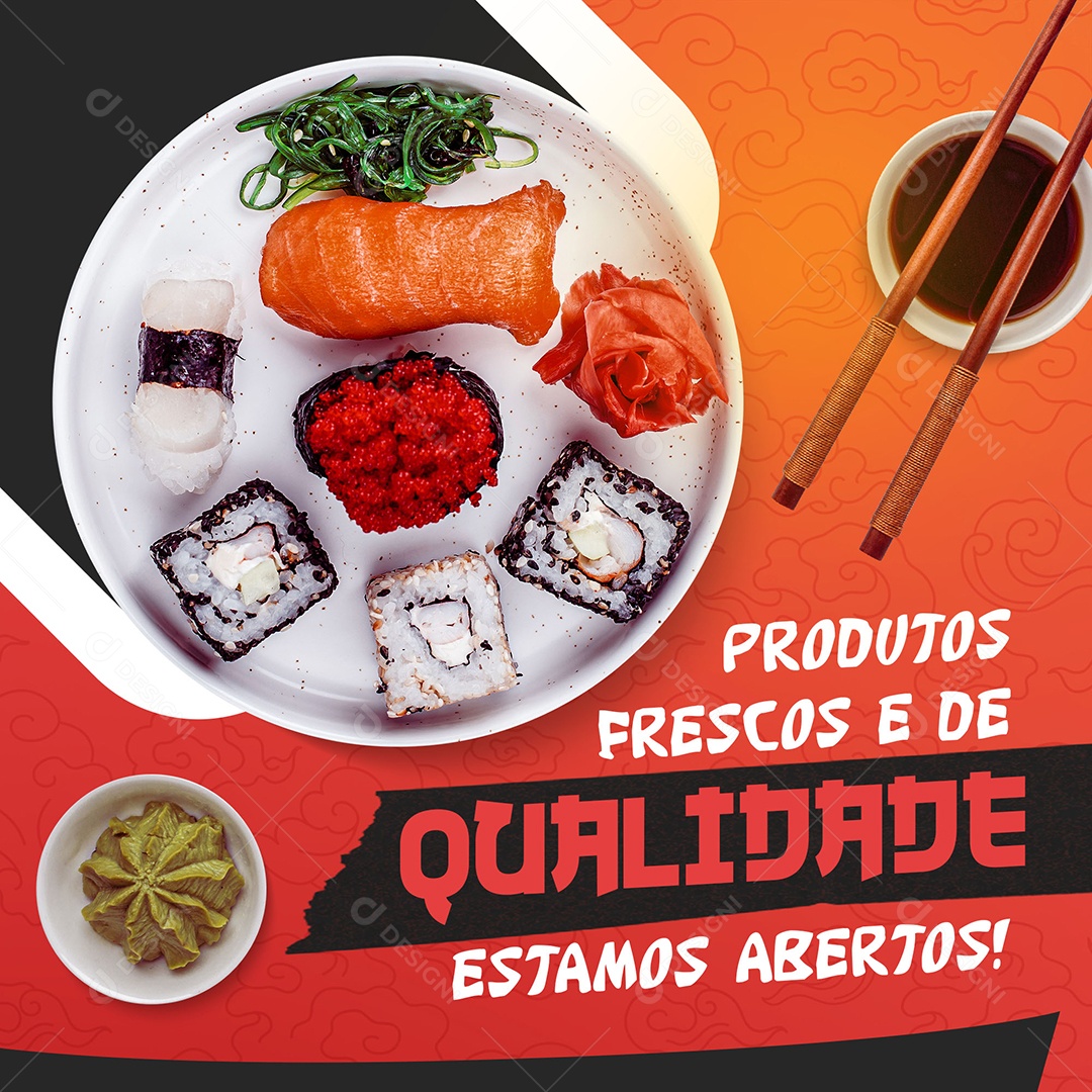 Post Sushi Qualidade Social Media PSD Editável