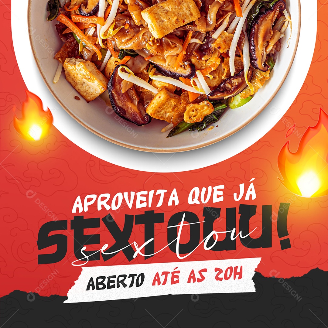 Post Sushi Sextou Social Media PSD Editável