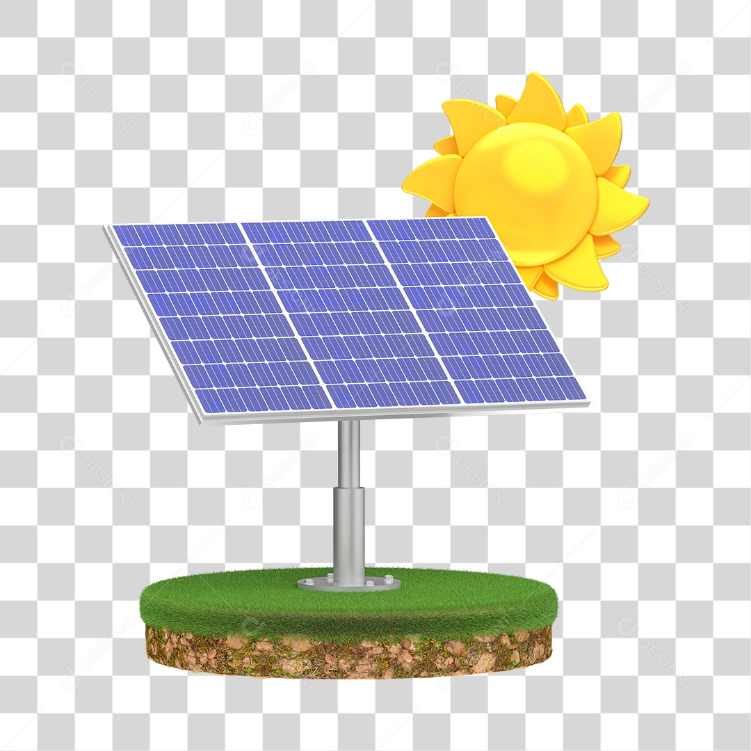 Elemento 3D Para Composição Painel Solar PNG Transparente