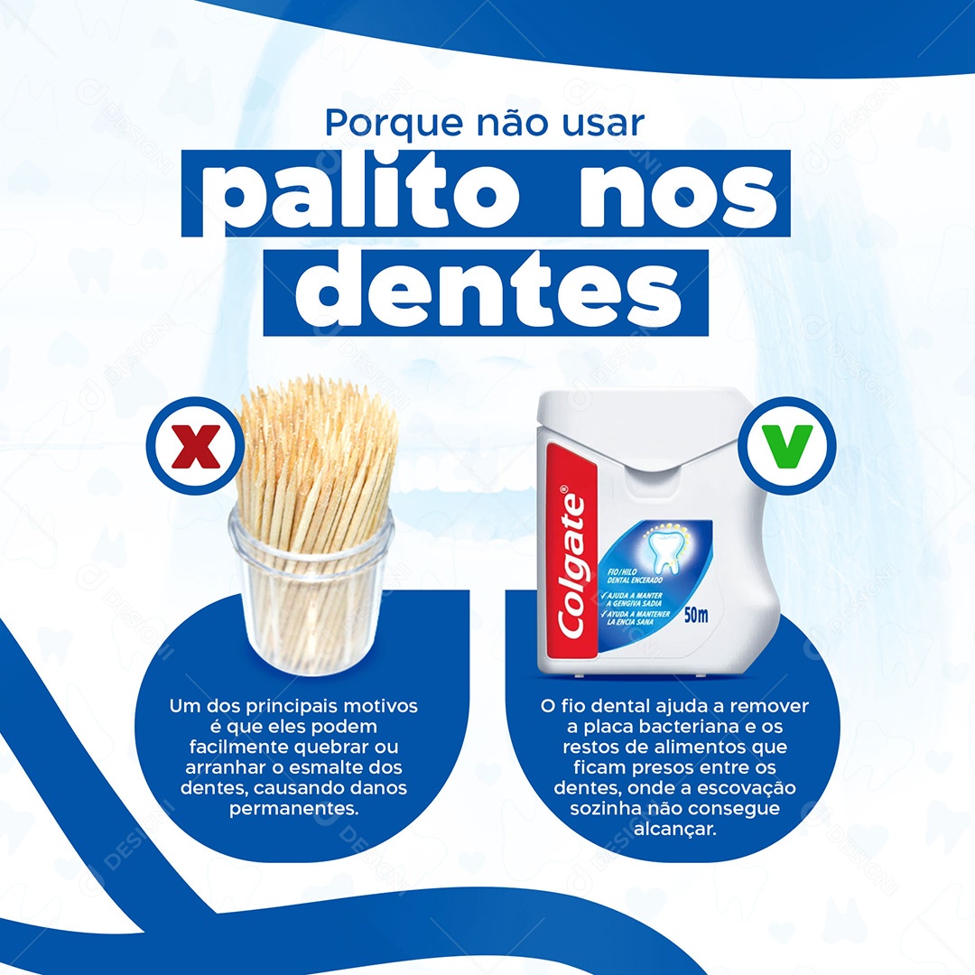 Post Odontologia Porque Não Usar Palito Nos Dentes Social Media PSD Editável