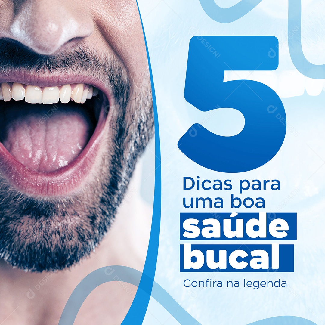 Post Odontologia 5 Dicas Para Uma Boa Saúde Bucal Social Media PSD Editável