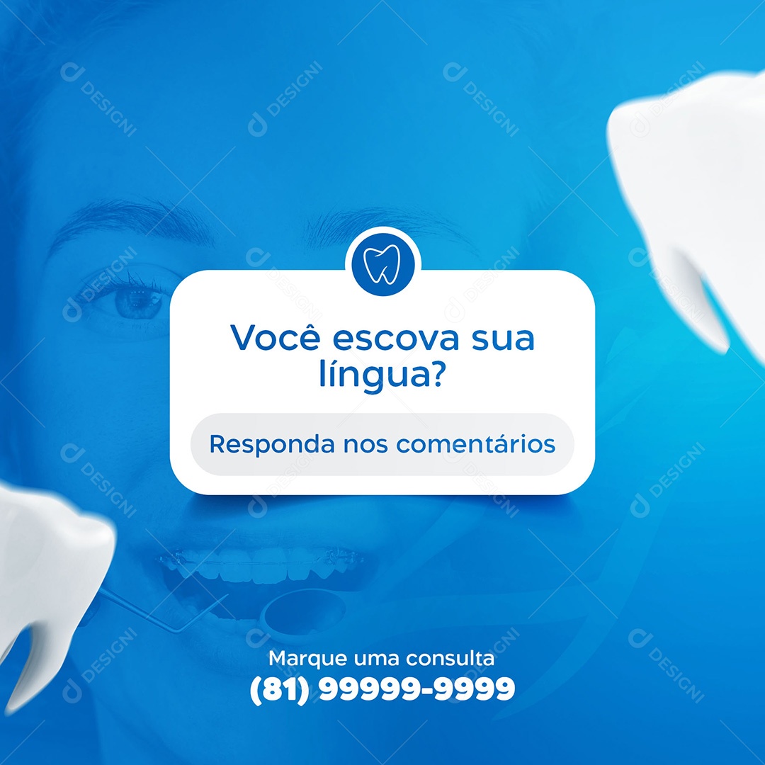 Post Odontologia Você Escova Sua Língua Social Media PSD Editável
