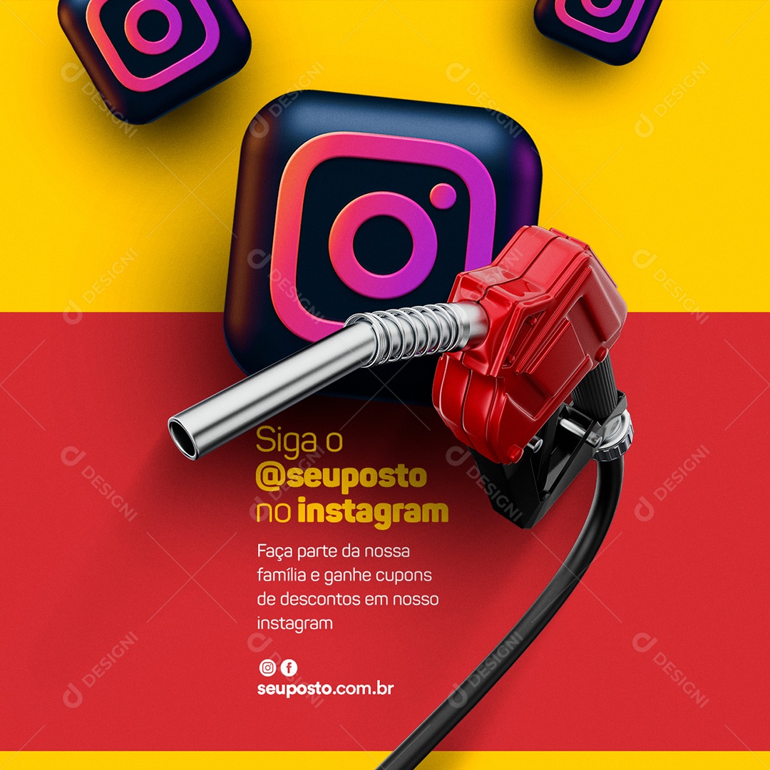 Siga o Posto de Combustível no Instagram Social Media PSD Editável