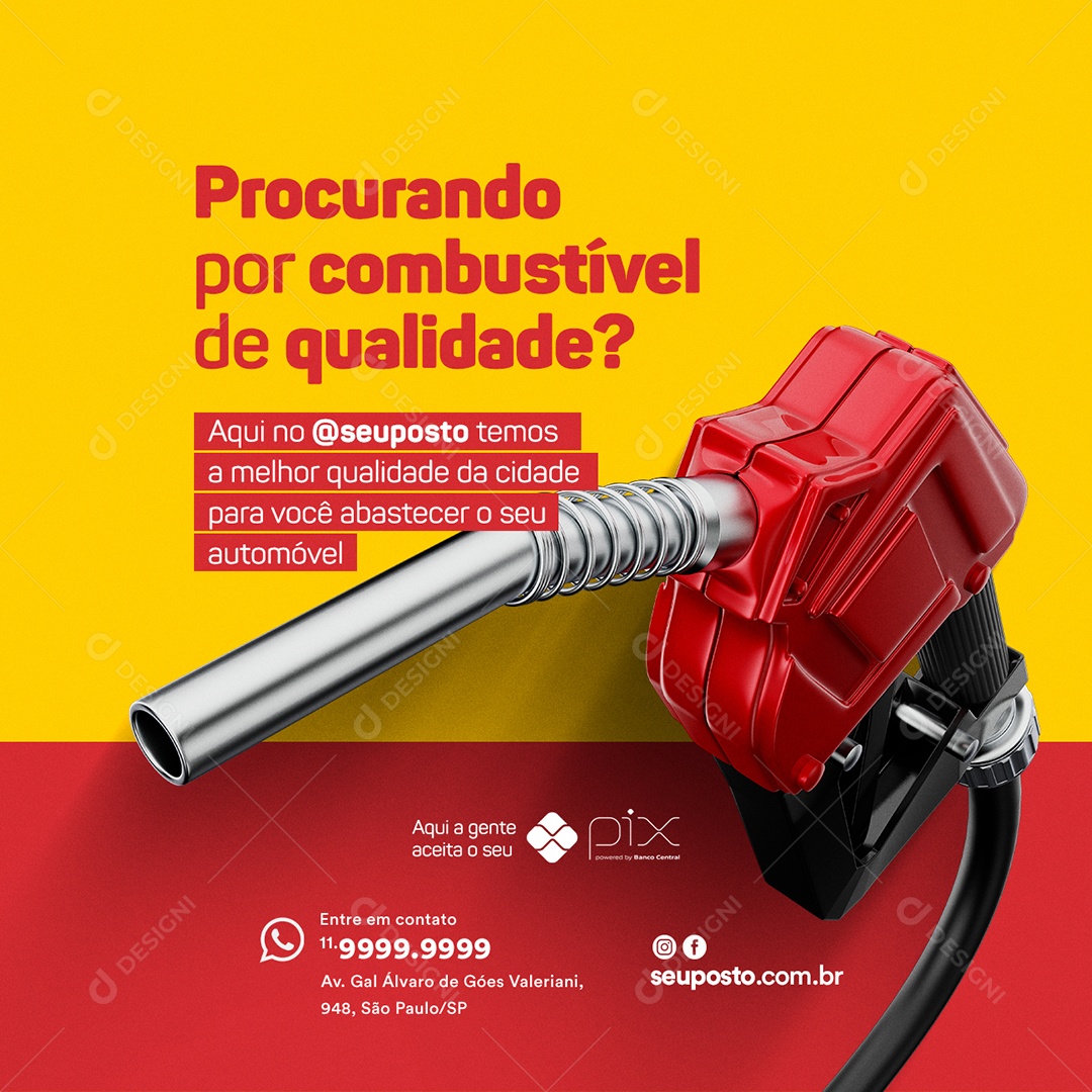 Procurando por Combustível de Qualidade Posto de Combustível Social Media PSD Editável
